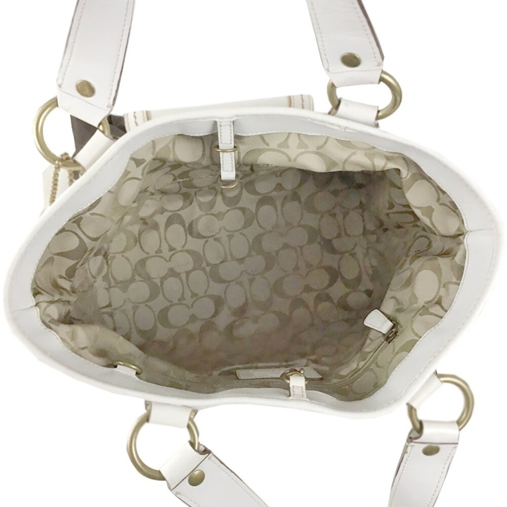 Coach Legacy Vintage White & Straw Satchel Tote Handbag - Picture 8 of 14